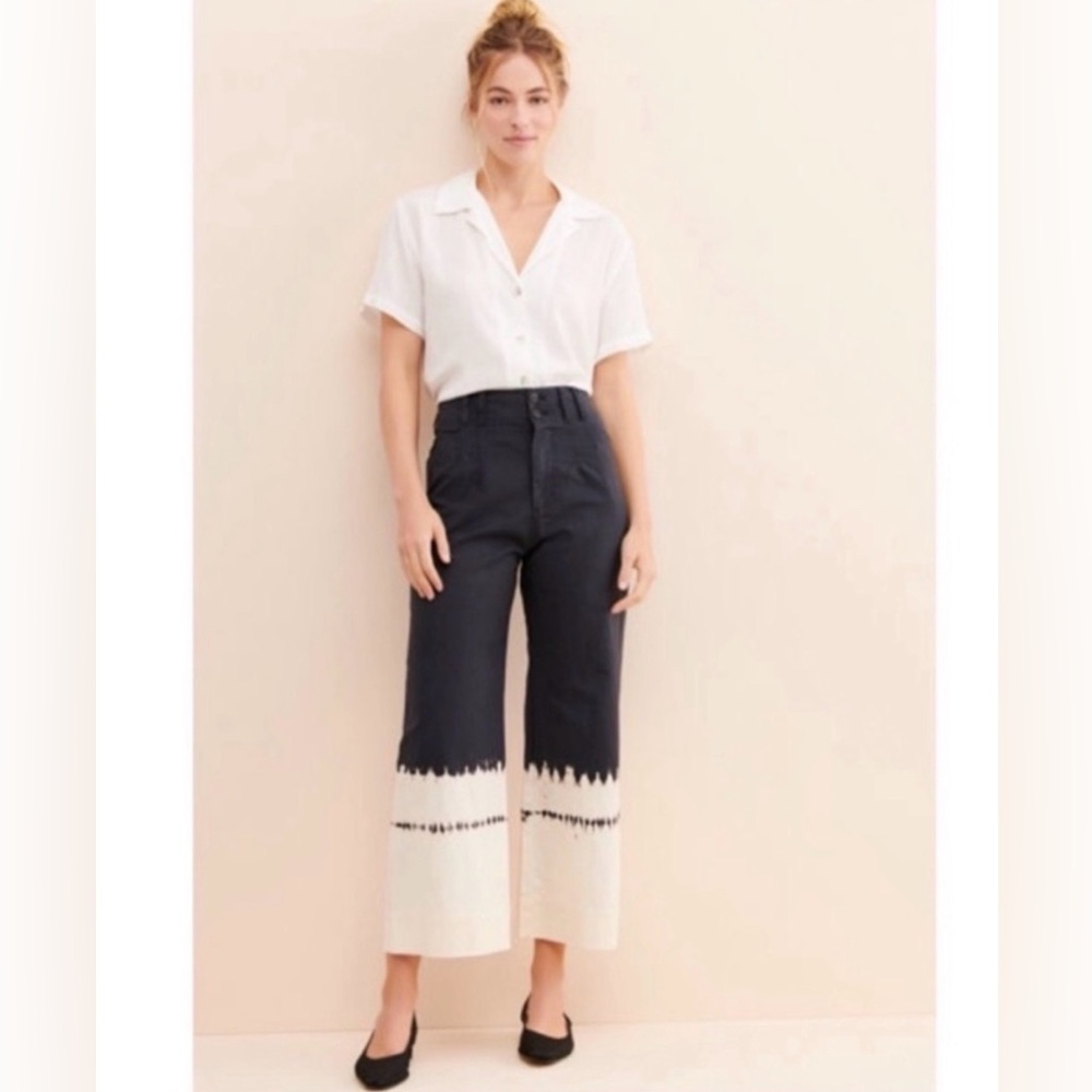 NWT Anthropologie Fatima Dip Dyed Wide Leg Cropped Pant.